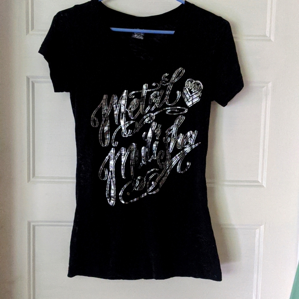 Metallic silver script